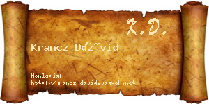 Krancz Dávid névjegykártya